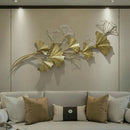 3D Golden Ginkgo Leaves Metal Art Décor