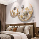 Golden Leaves Circle Shaped Metal Art Décor