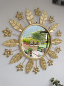 Floral Pattern Metal Wall Mirror