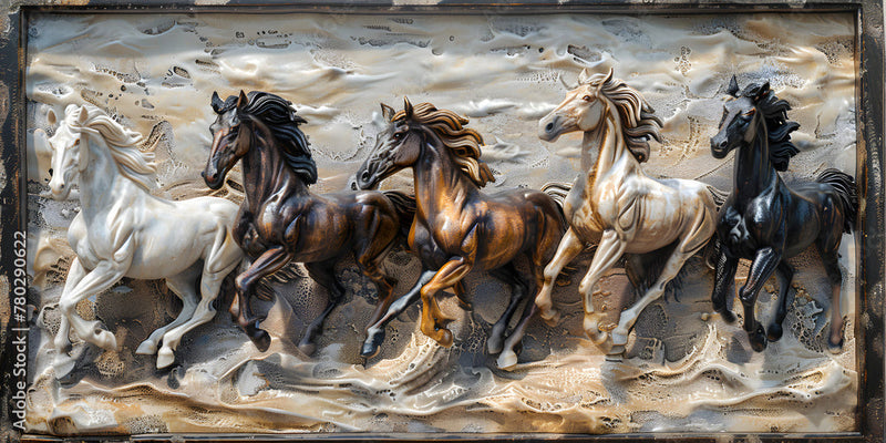 3D Wooden Designed Horse Wallpaper