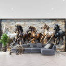 3D Wooden Designed Horse Wallpaper