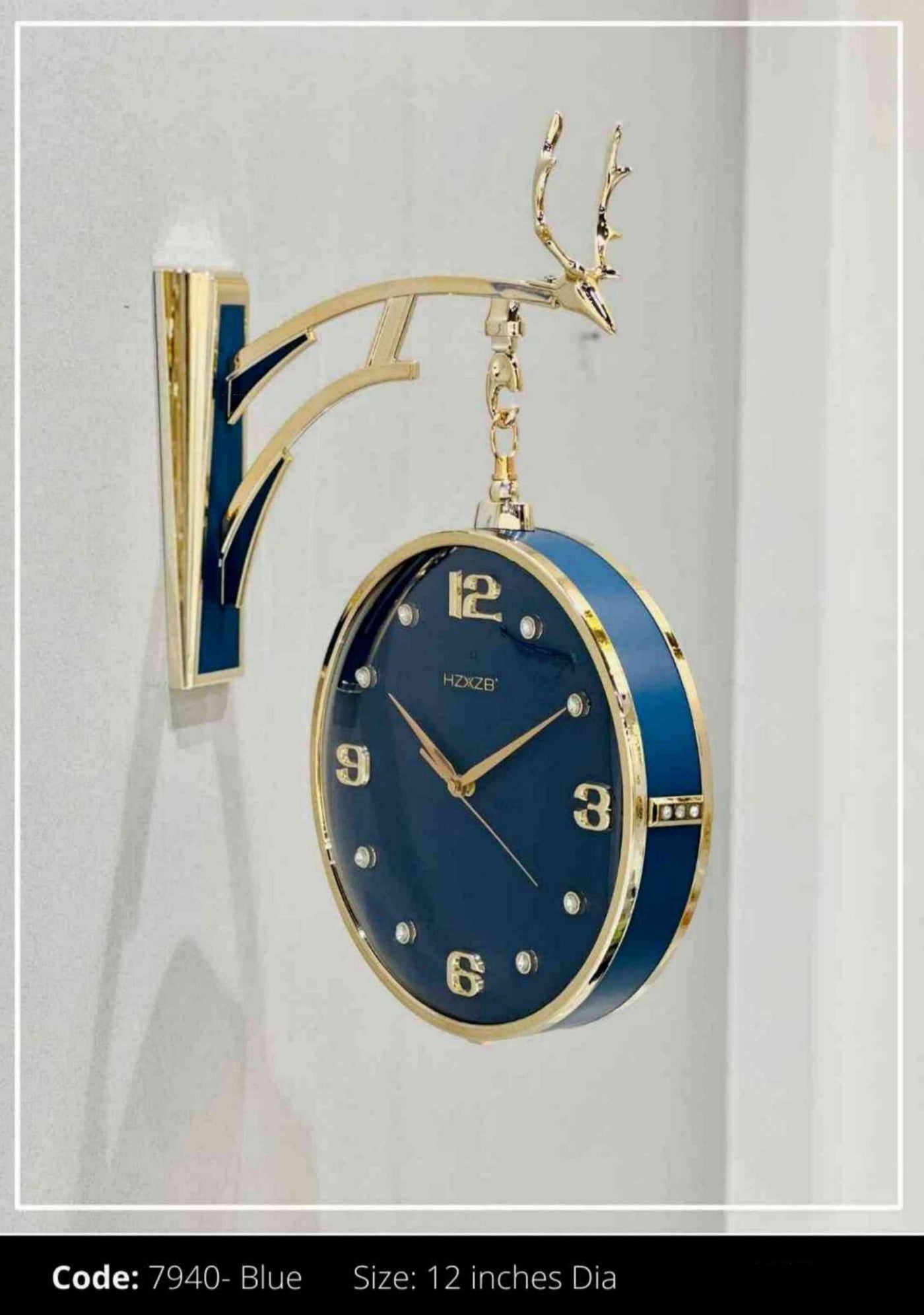 Dark Blue Imported Wall Clock