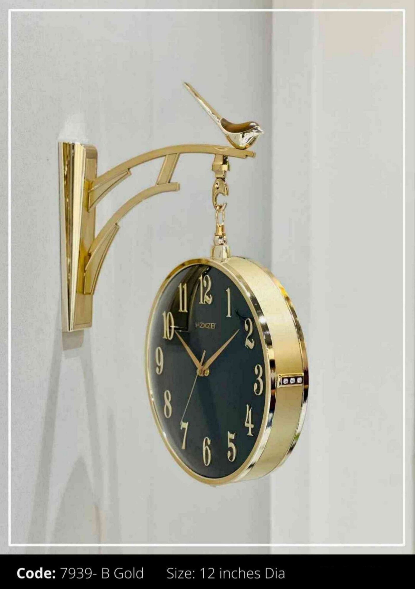 Gold And Black Toned Imported Wall Clock