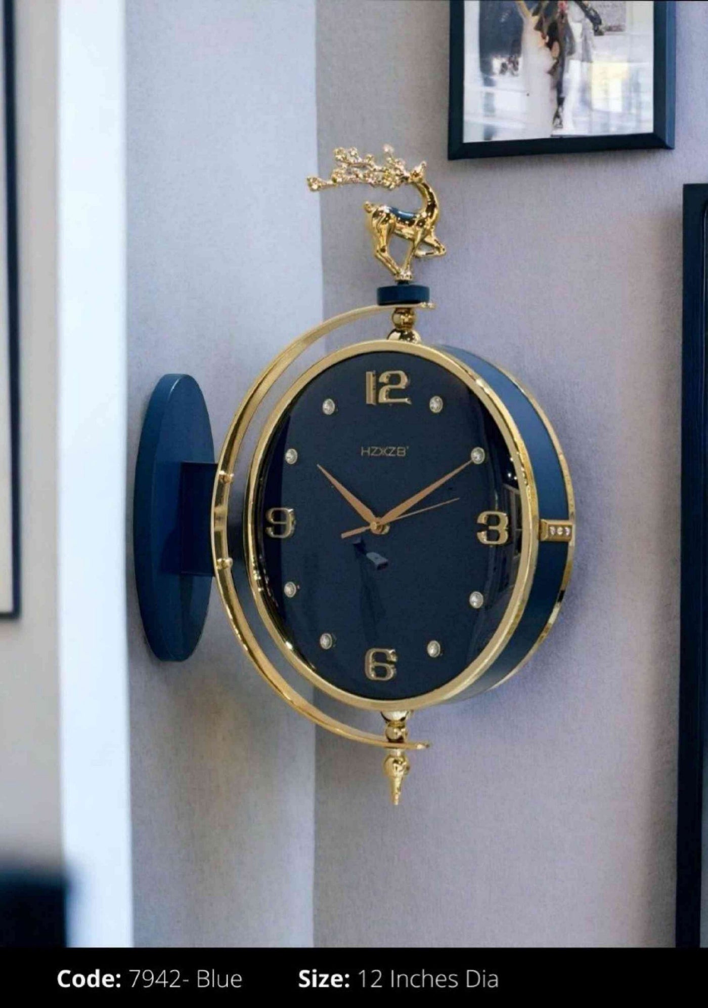 Gold And Blue Imported Wall Clock