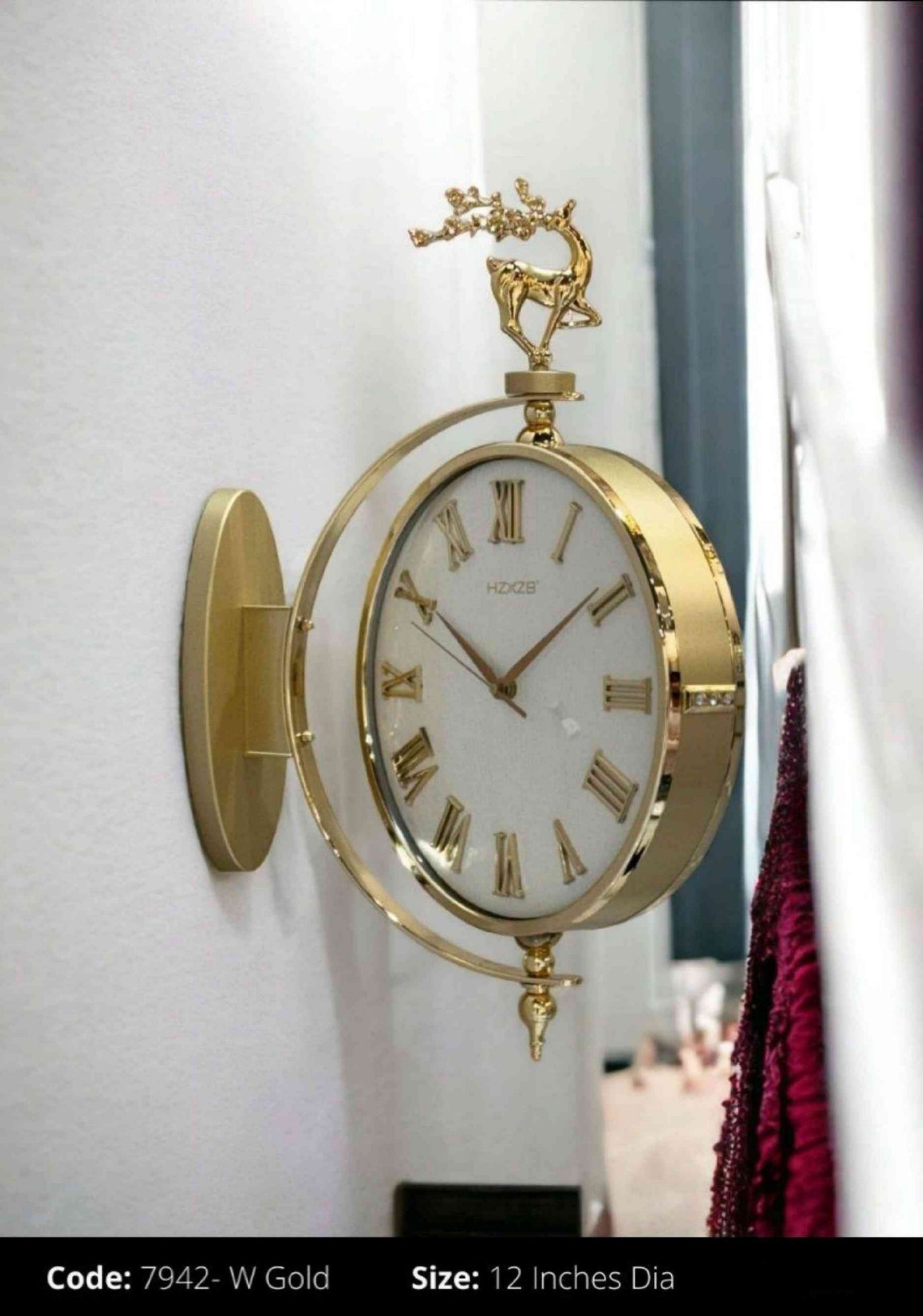 White And Gold Toned Imported Wall Clock