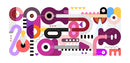Animated Guitar Pattern Music Wallpaper