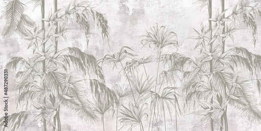 Appealing Leafy Themed Tropical Wallpaper