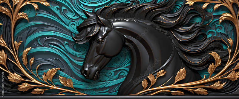 Attractive Black Mural Horse Wallpaper