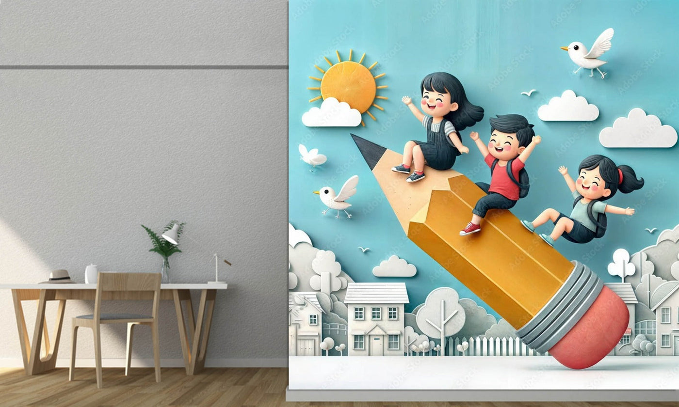 Back To School Theme 3D Design Wallpaper
