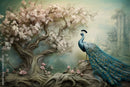 Beautiful Tree Designed 3D Peacock Wallpaper mockup