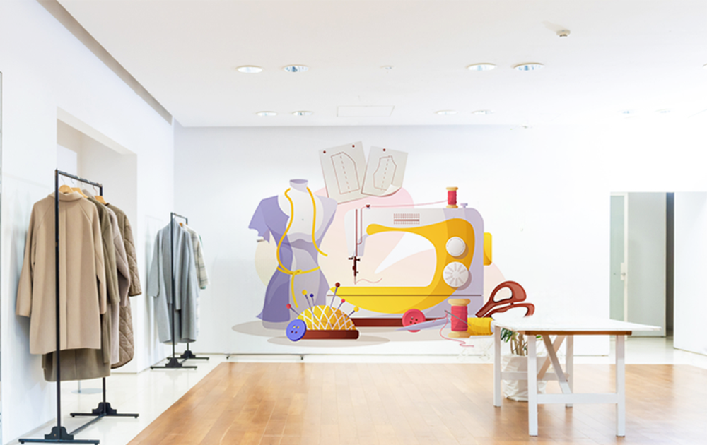 Charming Animated Themed Boutique Wallpaper