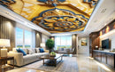 Classic Golden And Blue Design Ceiling Wallpaper