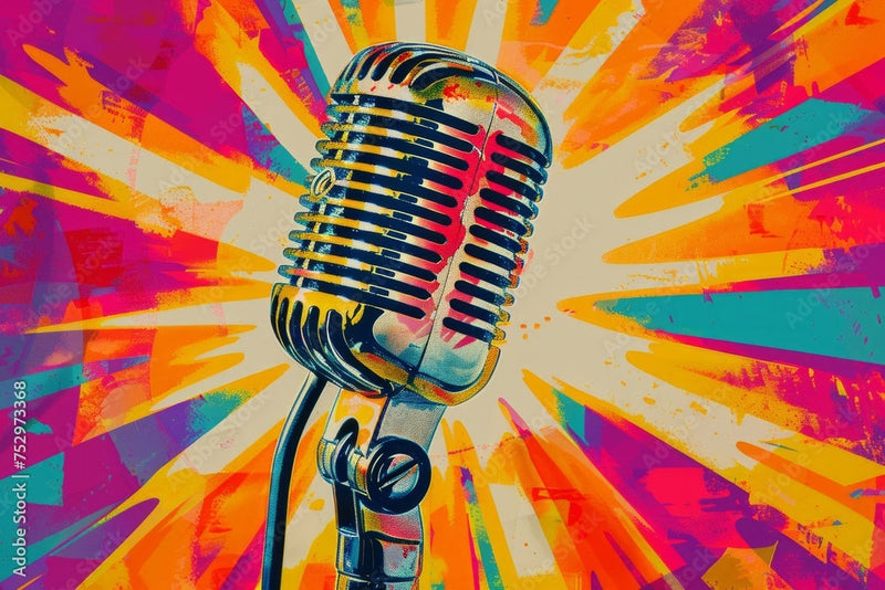 Colorful Mic Themed Music Wallpaper