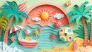 Colorful Summer Scenery 3D Design Wallpaper