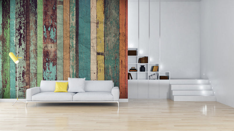 Colorful Themed Wooden Wallpaper
