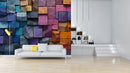 Colorful Rocky Pattern Wooden Wallpaper