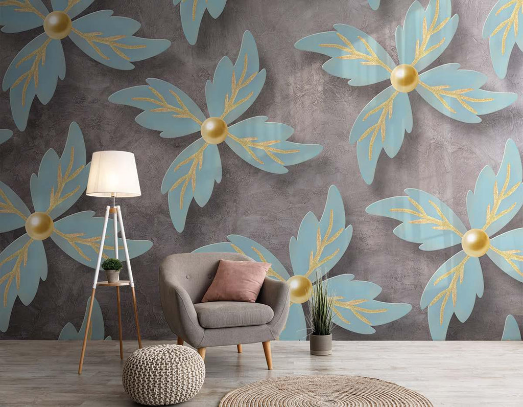 Columbine Grunge Textured Floral Wallpaper – Myindianthings