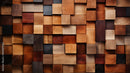 Dark Brown Blocks Pattern Wooden Wallpaper