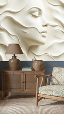 Epic Marble Textured Girl Face Pattern Abstract Wallpaper