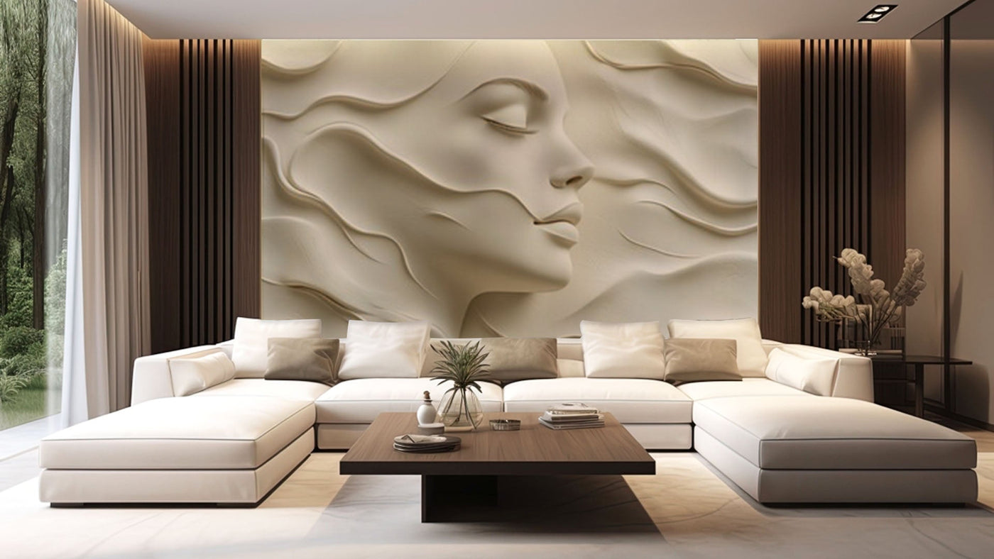 Epic Marble Textured Girl Face Pattern Abstract Wallpaper