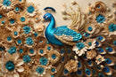 Fancy Floral Themed 3D Peacock Wallpaper