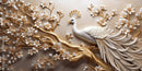 Floral Themed White 3D Peacock Wallpaper