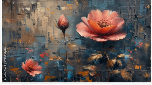 Flower Themed Oil Painting Abstract Wallpaper