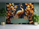 Golden 3D Peacock Wallpaper