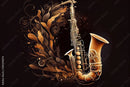 Golden Saxophone Theme Bar Wallpaper