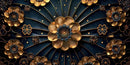 Golden and Black Floral Mandala Ceiling Wallpaper