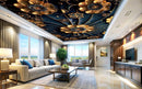 Golden and Black Floral Mandala Ceiling Wallpaper
