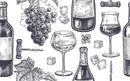 Grapes Wine Bottle Drawn Bar Wallpaper