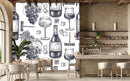 Grapes Wine Bottle Drawn Bar Wallpaper