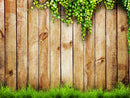 Grassy And Leaves Pattern Wooden Wallpaper