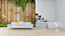 Grassy And Leaves Pattern Wooden Wallpaper