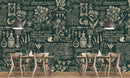 Green And Beige Retro Bar Wallpaper