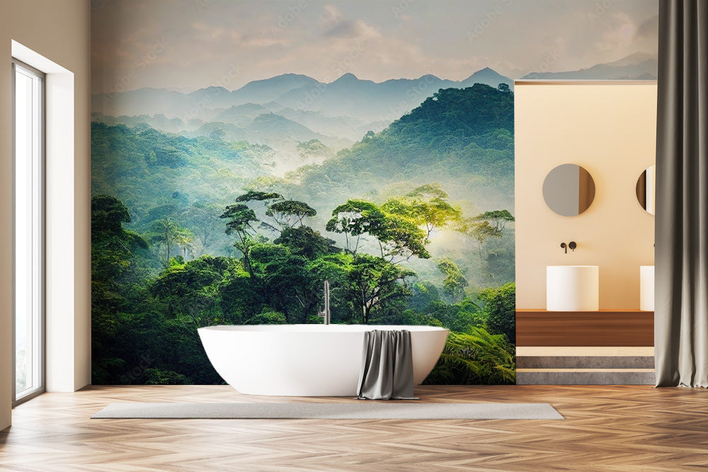 Greenery Hills Themed Spa Wallpaper