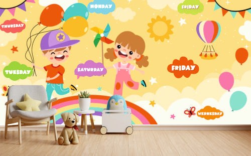 Happy Children On Sky Kids Wallpaper