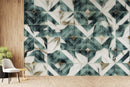 Leafy Pattern Textured Marble Wallpaper