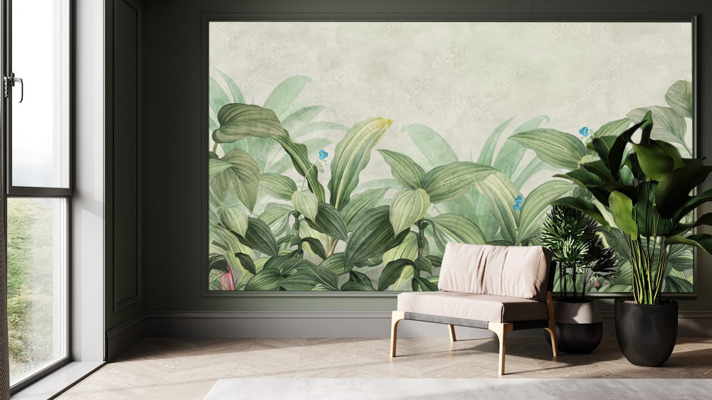 Light Green Leaves Tropical Wallpaper