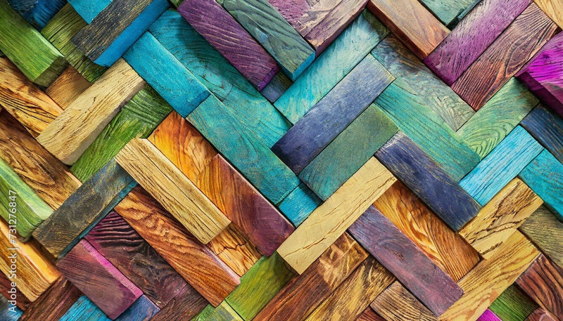 Multicolor Stripes Wooden Wallpaper