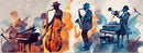Musicians Drawing Theme Bar Wallpaper