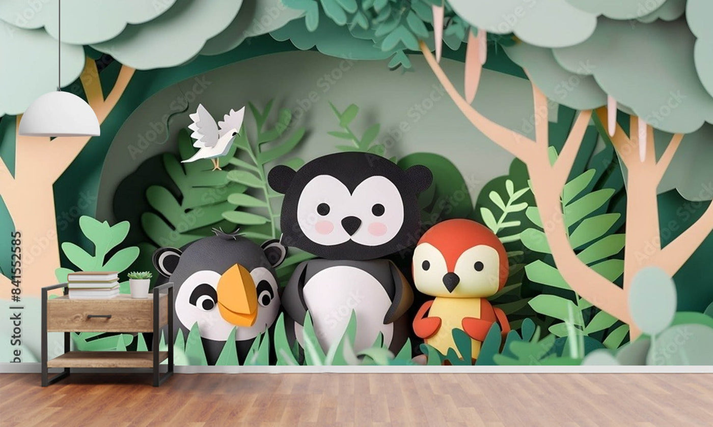 Paper Art Animal 3D Design Wallpaper