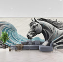 Sea Waves Pattern Horse Wallpaper