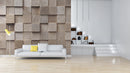 Square Box Themed Wooden Wallpaper