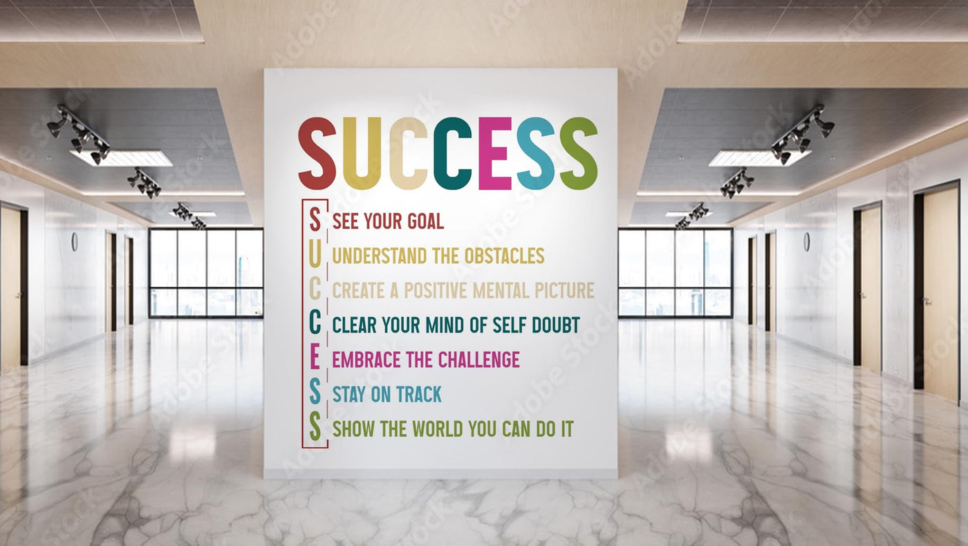 Success Rules Textured Office Wallpaper