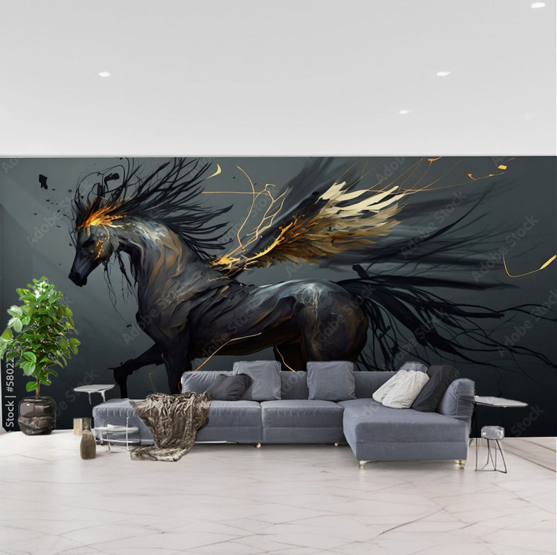 Super Attractive Black Horse Wallpaper