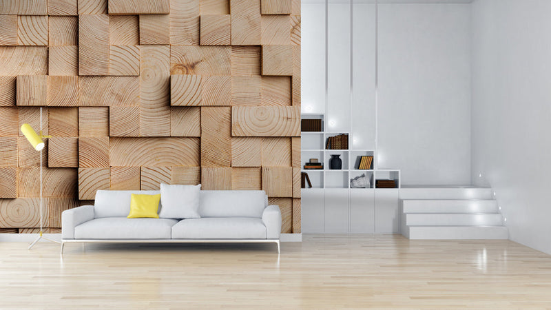 Tree Textured Square Box Wooden Wallpaper