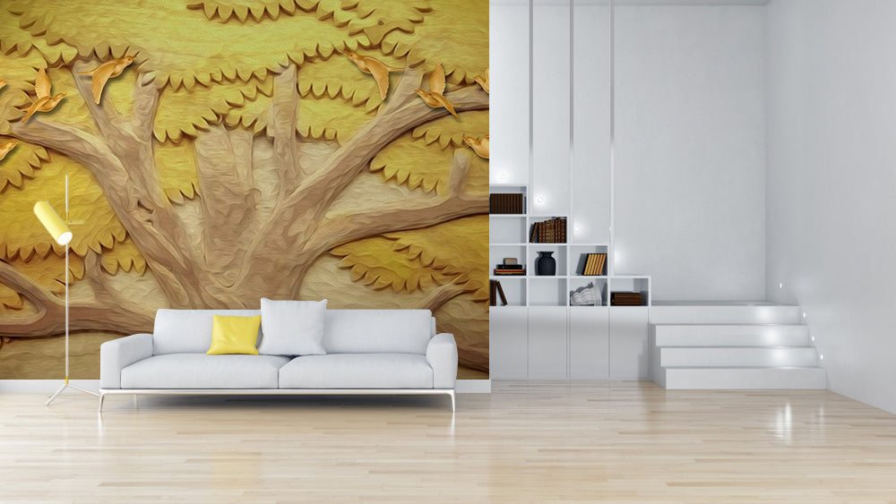 Tree Textured Wooden Wallpaper