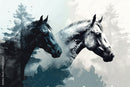 Trees Textured Black And White Horse Wallpaper